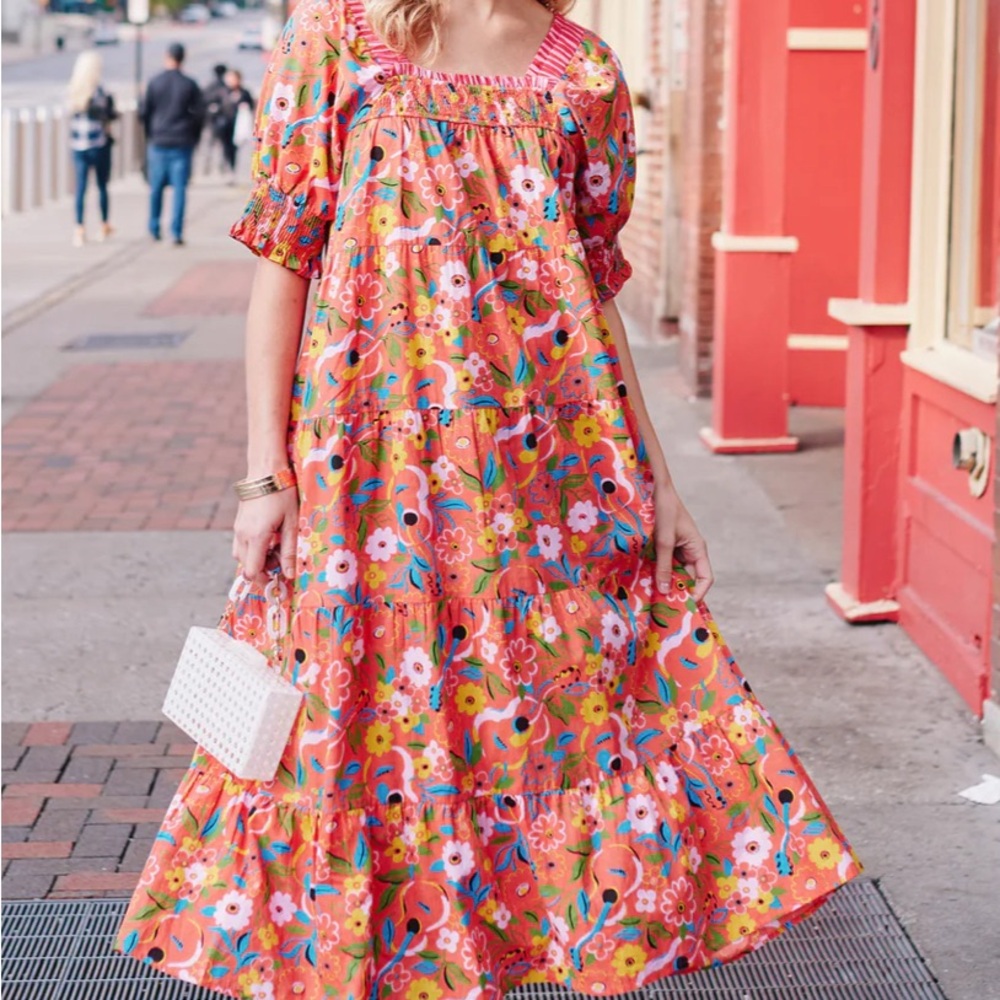 NWT Printfresh The Muse Dress in Sold Out Show Peach Cobbler M Medium